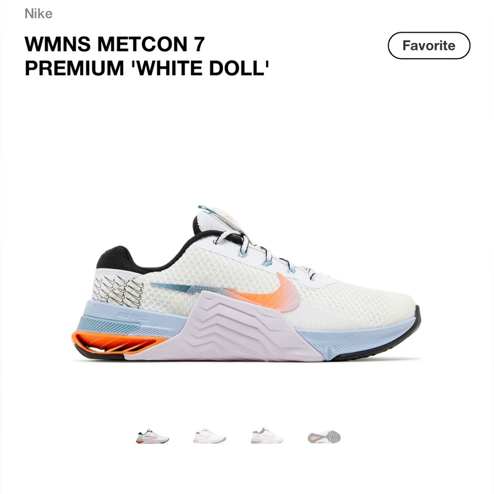 Nike Women’s Metcon 7 Trainer Sneaker - White with Orange & Light Blue Accents